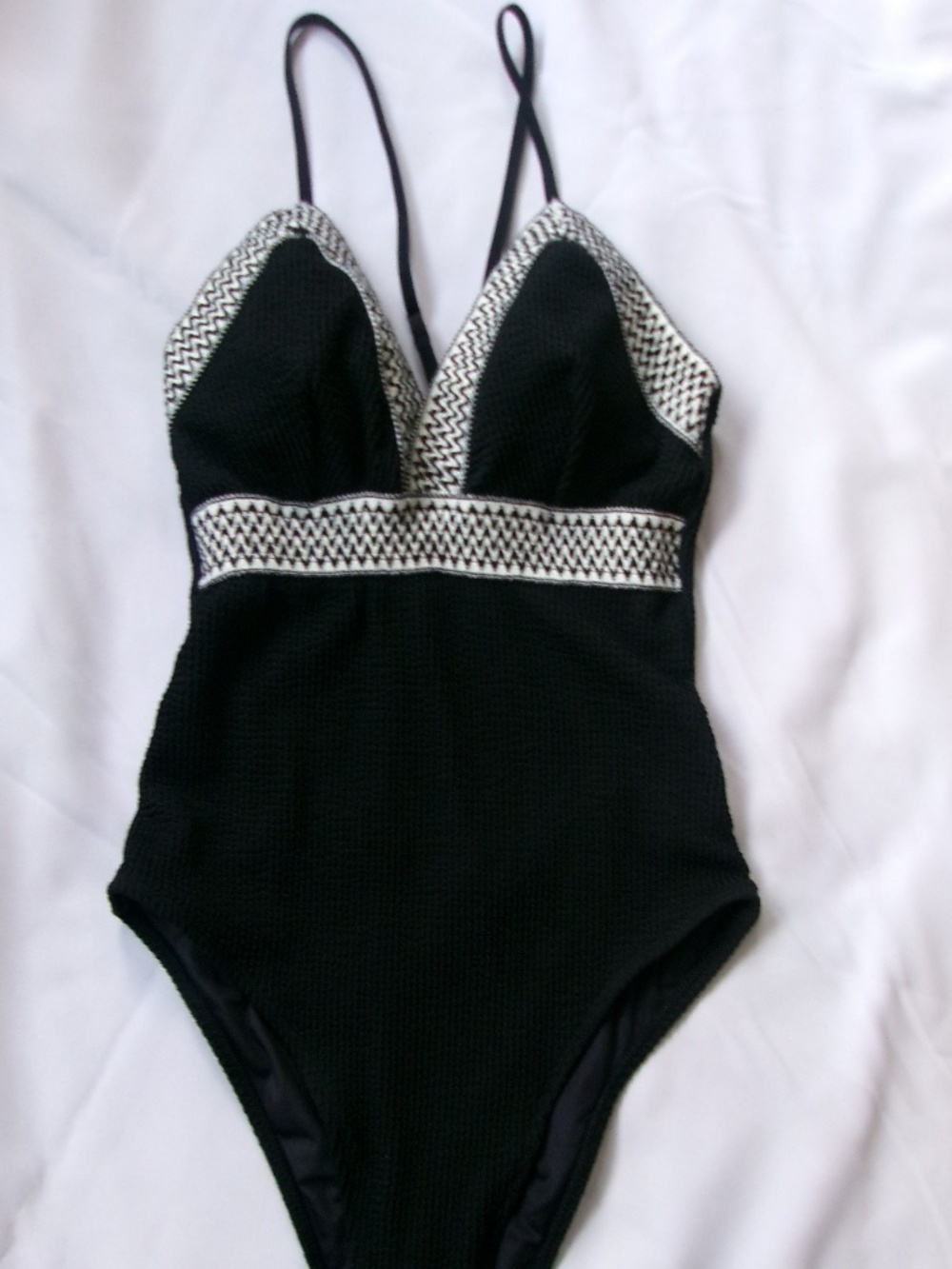 Mango Black Boho One Piece Swimsuit Size Medium